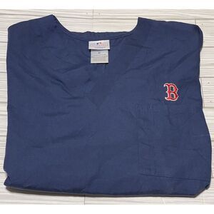 Men's Cherokee Scrub‎ Shirt Navy Blue Boston Red Socks Size Medium